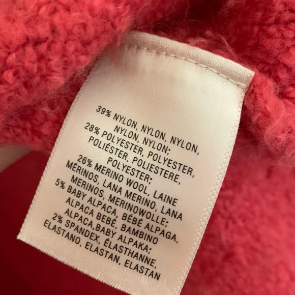 by Anthropologie oversized merino wool and alpaca blend dark coral V neck - Picture 6 of 10